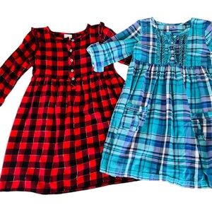 Girls Size 6 Bundle: Jumping Beans Red Buffalo Plaid & Carter’s Blue Dress